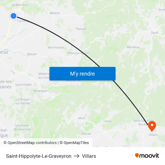 Saint-Hippolyte-Le-Graveyron to Villars map