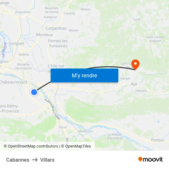 Cabannes to Villars map