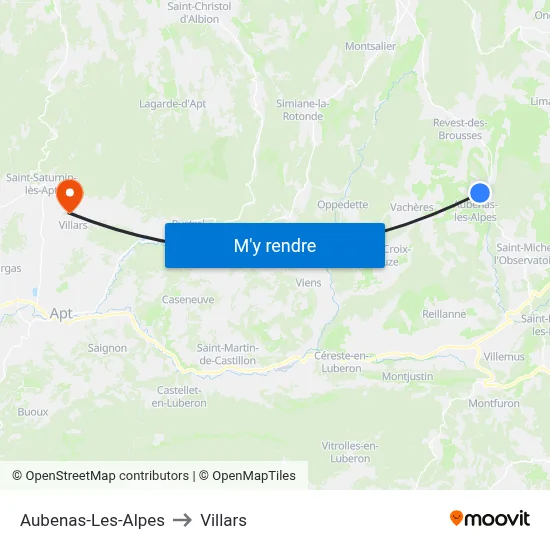Aubenas-Les-Alpes to Villars map