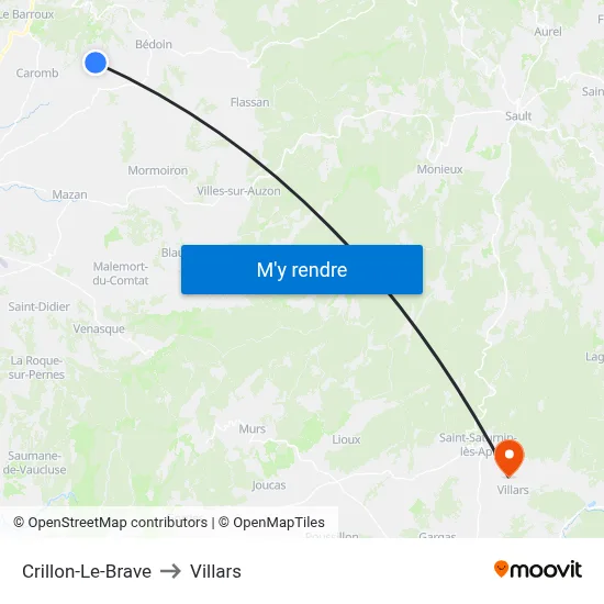 Crillon-Le-Brave to Villars map