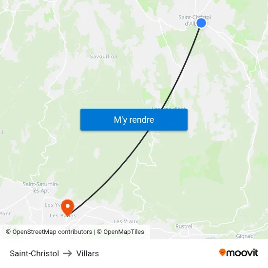 Saint-Christol to Villars map
