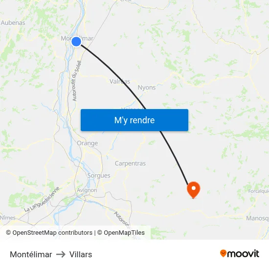 Montélimar to Villars map