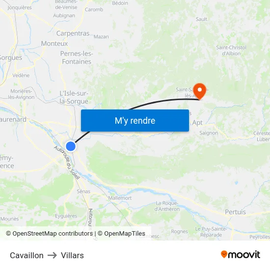 Cavaillon to Villars map