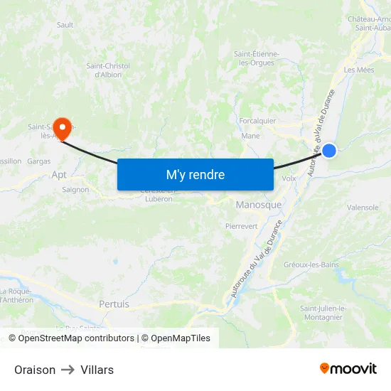 Oraison to Villars map