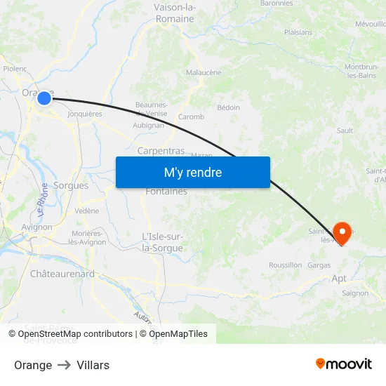 Orange to Villars map