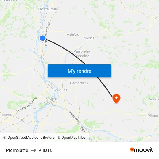 Pierrelatte to Villars map