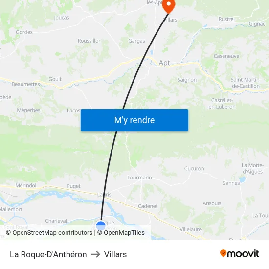 La Roque-D'Anthéron to Villars map