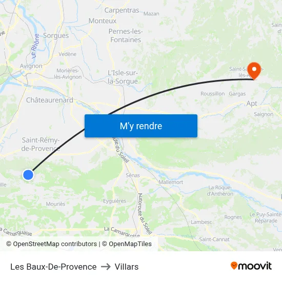 Les Baux-De-Provence to Villars map