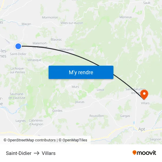 Saint-Didier to Villars map