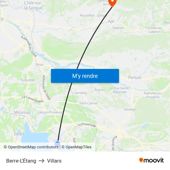 Berre-L'Étang to Villars map
