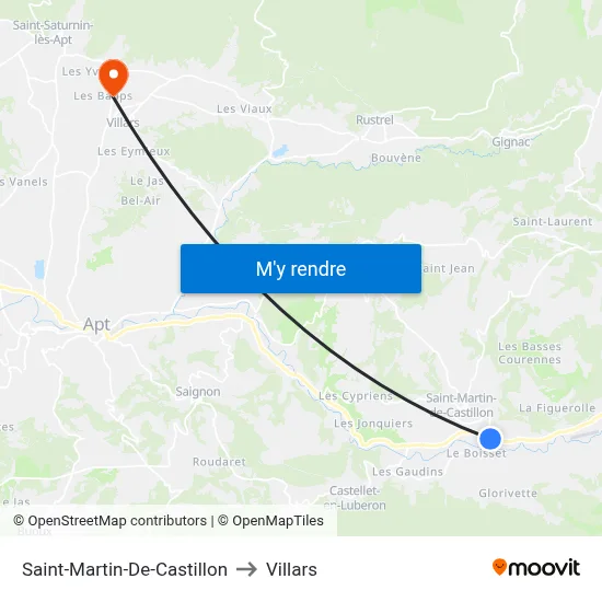 Saint-Martin-De-Castillon to Villars map