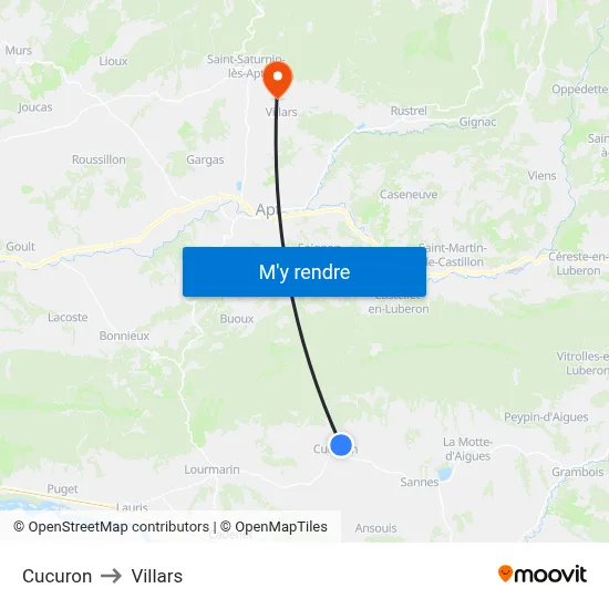 Cucuron to Villars map