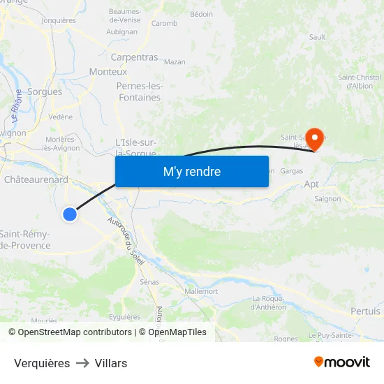 Verquières to Villars map