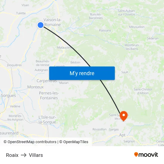 Roaix to Villars map