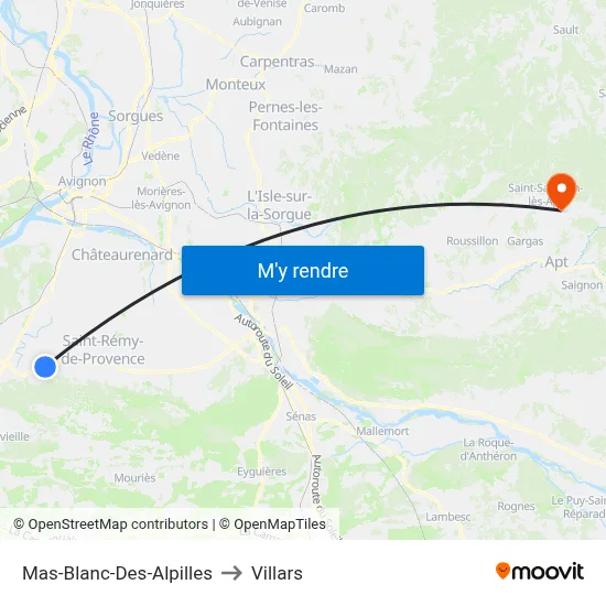 Mas-Blanc-Des-Alpilles to Villars map
