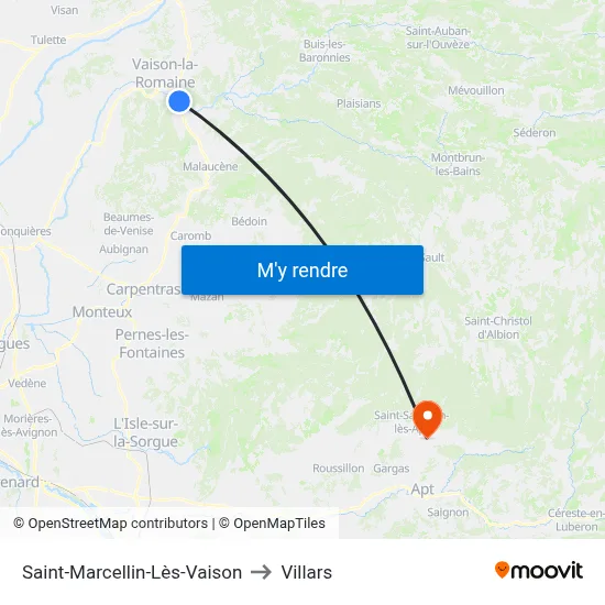 Saint-Marcellin-Lès-Vaison to Villars map