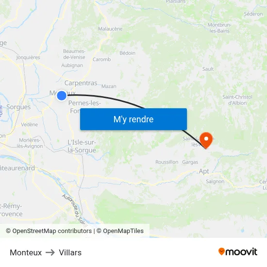 Monteux to Villars map
