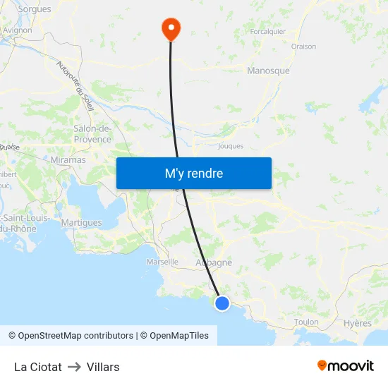 La Ciotat to Villars map