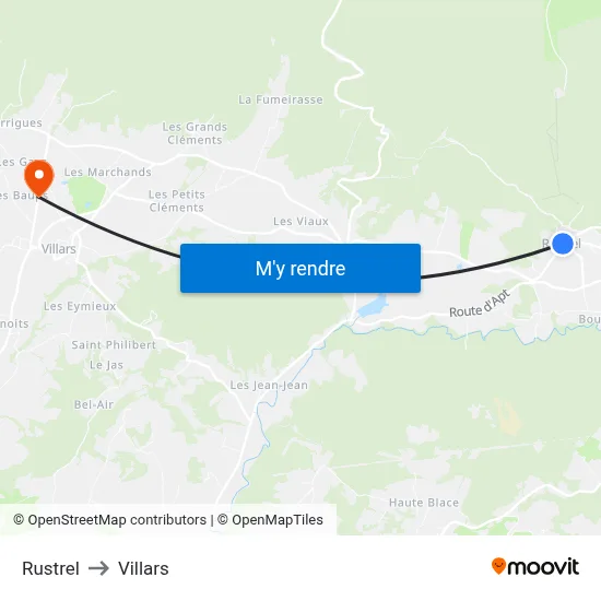 Rustrel to Villars map