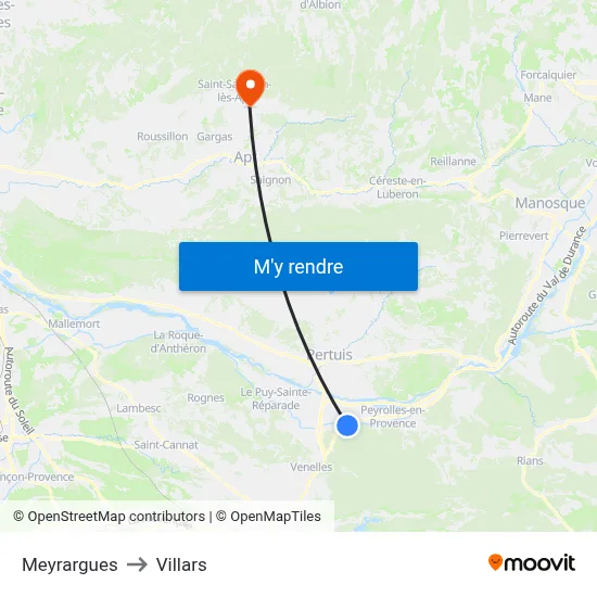 Meyrargues to Villars map