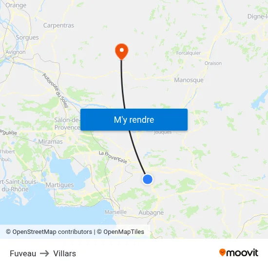 Fuveau to Villars map