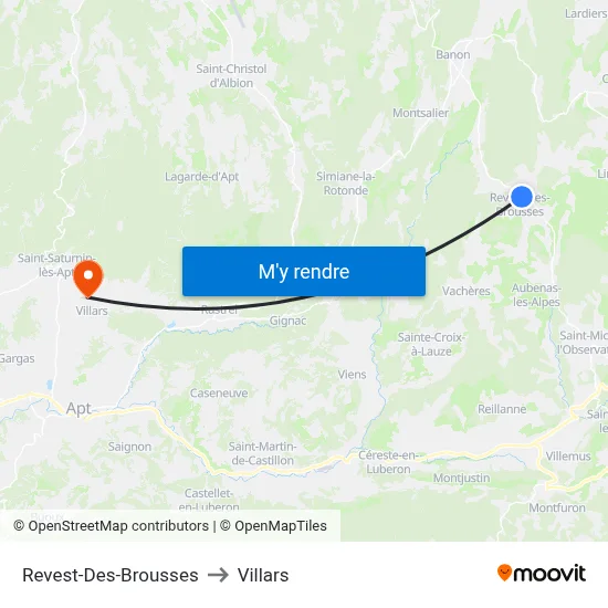 Revest-Des-Brousses to Villars map