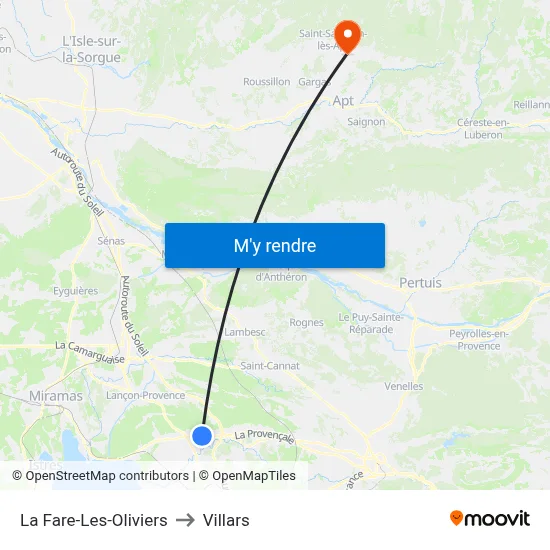 La Fare-Les-Oliviers to Villars map