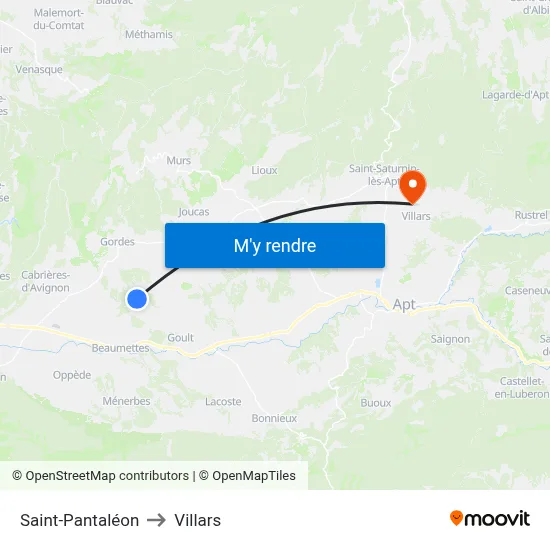 Saint-Pantaléon to Villars map
