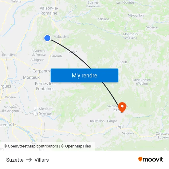 Suzette to Villars map