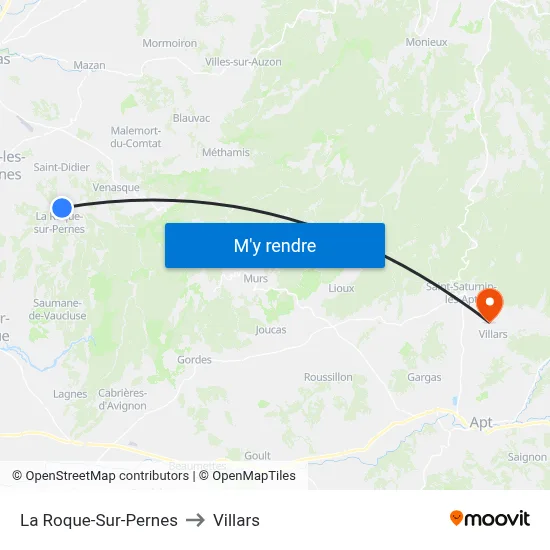 La Roque-Sur-Pernes to Villars map