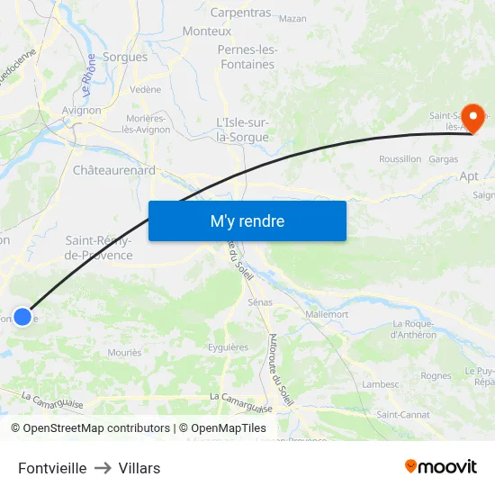 Fontvieille to Villars map