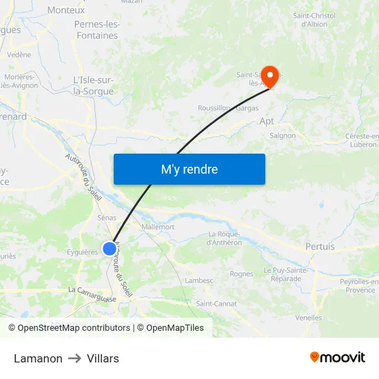 Lamanon to Villars map
