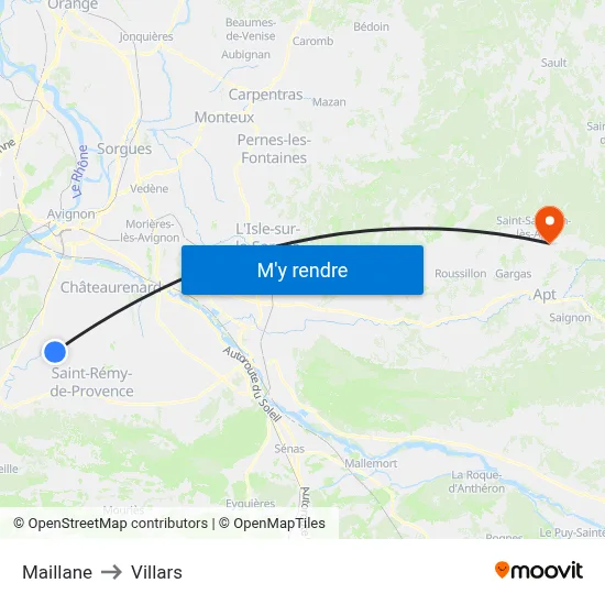 Maillane to Villars map