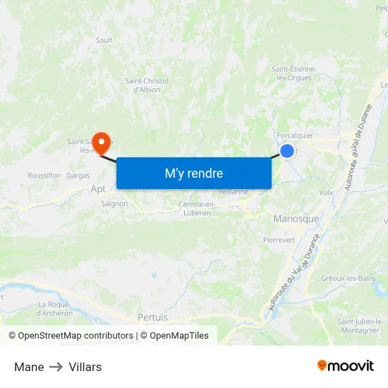Mane to Villars map