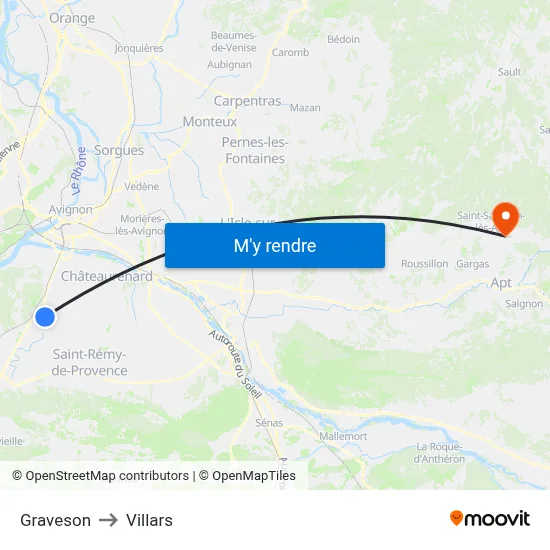 Graveson to Villars map