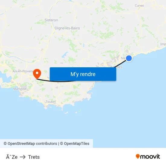 ÃˆZe to Trets map