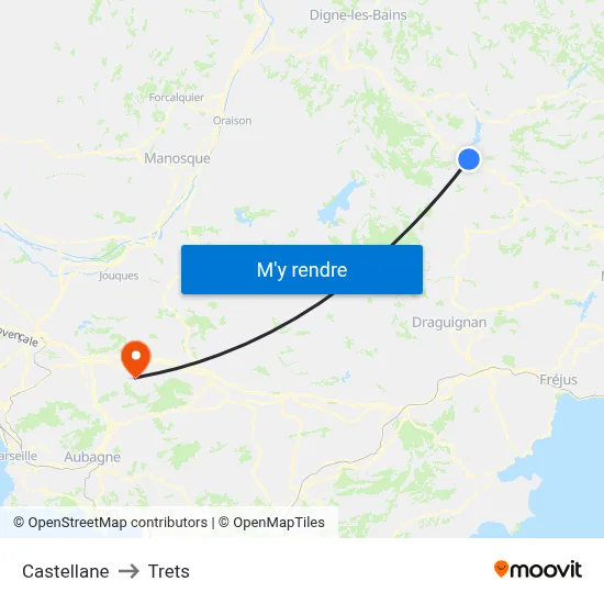 Castellane to Trets map