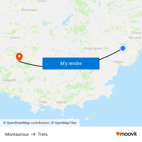 Montauroux to Trets map