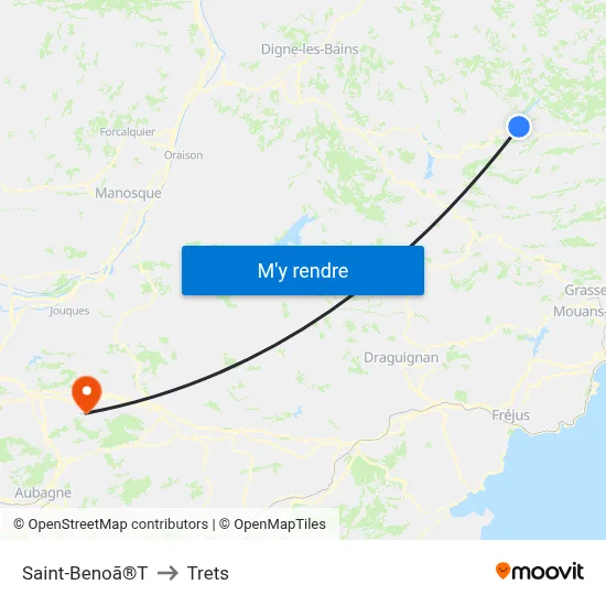 Saint-Benoã®T to Trets map