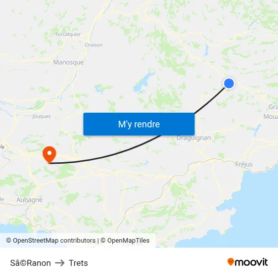 Sã©Ranon to Trets map