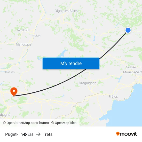 Puget-Th�Ers to Trets map