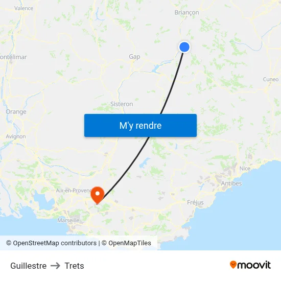 Guillestre to Trets map