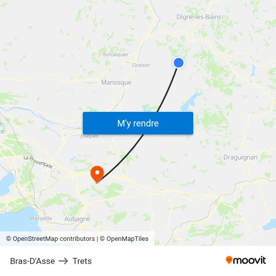 Bras-D'Asse to Trets map