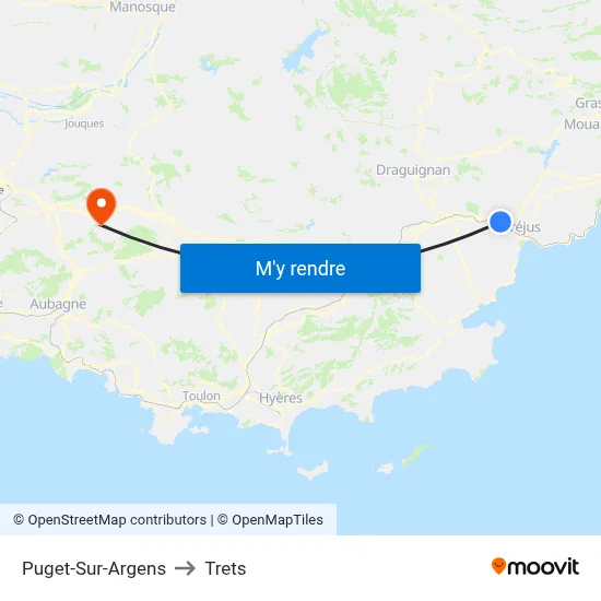 Puget-Sur-Argens to Trets map