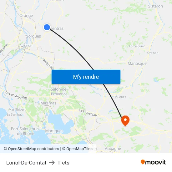 Loriol-Du-Comtat to Trets map