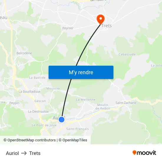 Auriol to Trets map