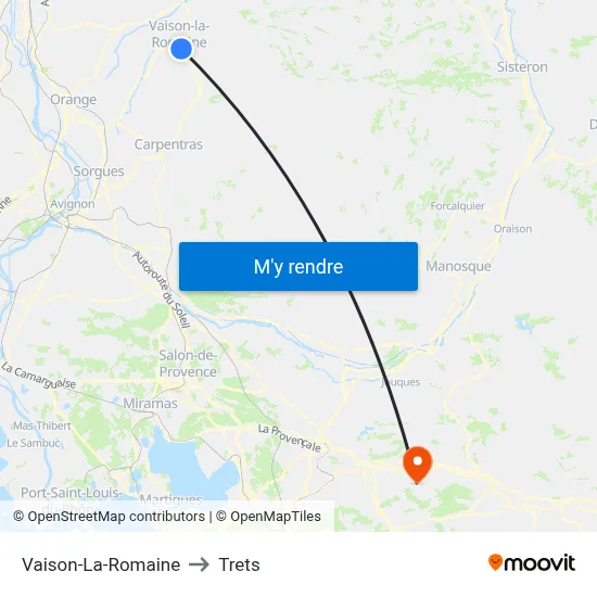 Vaison-La-Romaine to Trets map