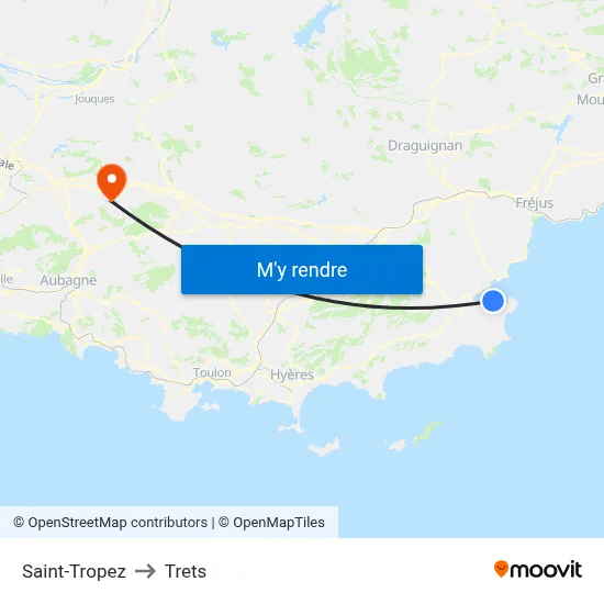 Saint-Tropez to Trets map