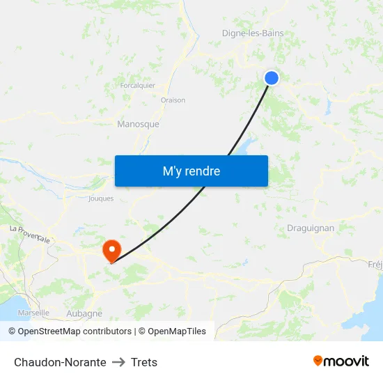 Chaudon-Norante to Trets map