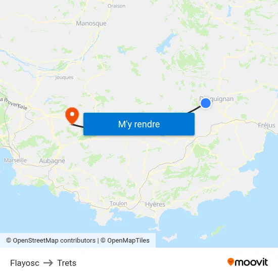 Flayosc to Trets map